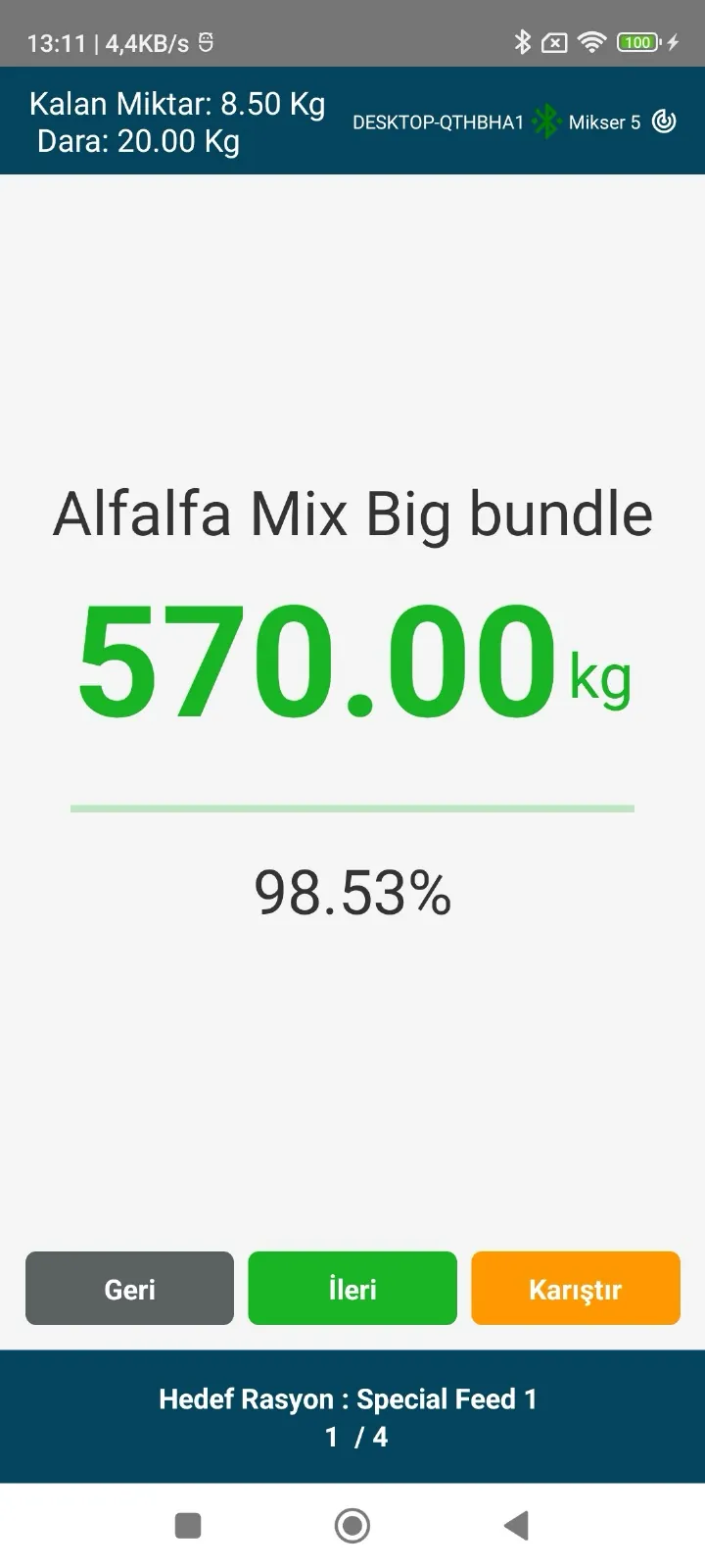 Mix-Max distribution screen